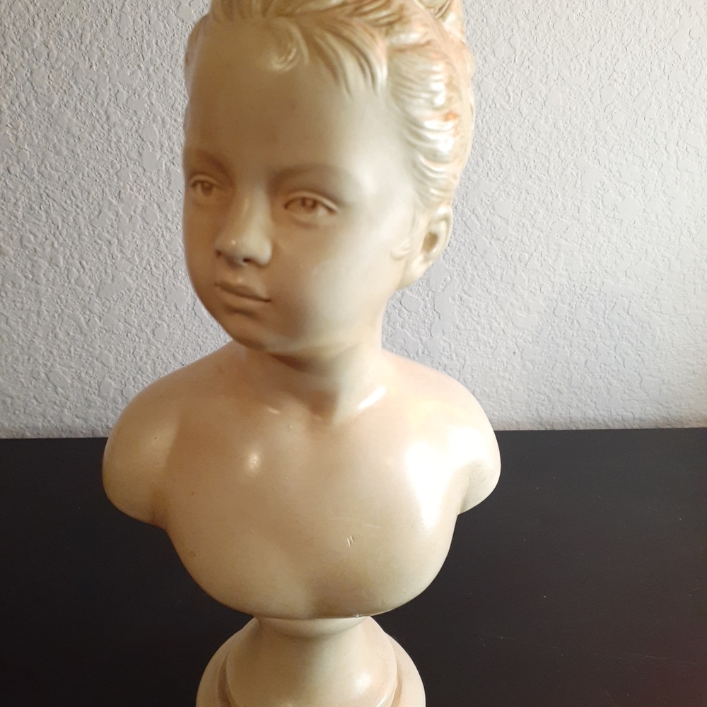 Alexander Backer Chalkware 9.5" Bust of Girl Sculpture